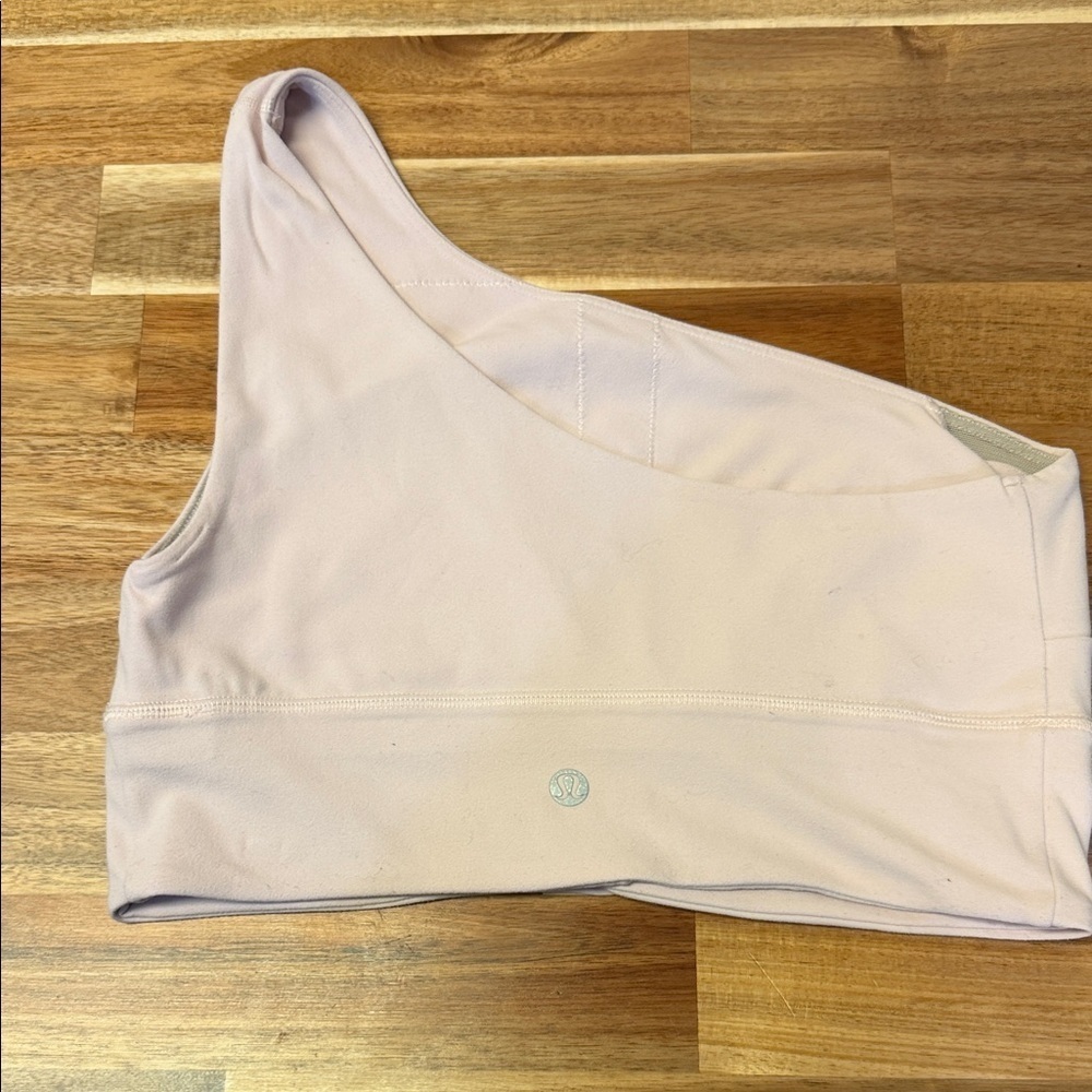 Lululemon Align Asymmetrical Bra in flush pink. See measurements for size - Picture 4 of 5